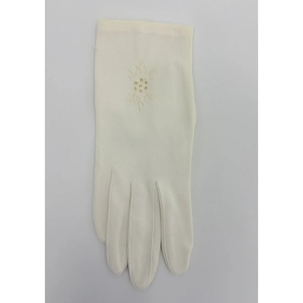 Vintage Miss Aris Women's White Nylon Gloves One Size Stretch